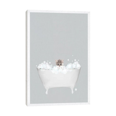 Kitten Blue Bath 1 Piece Wall Art on Canvas