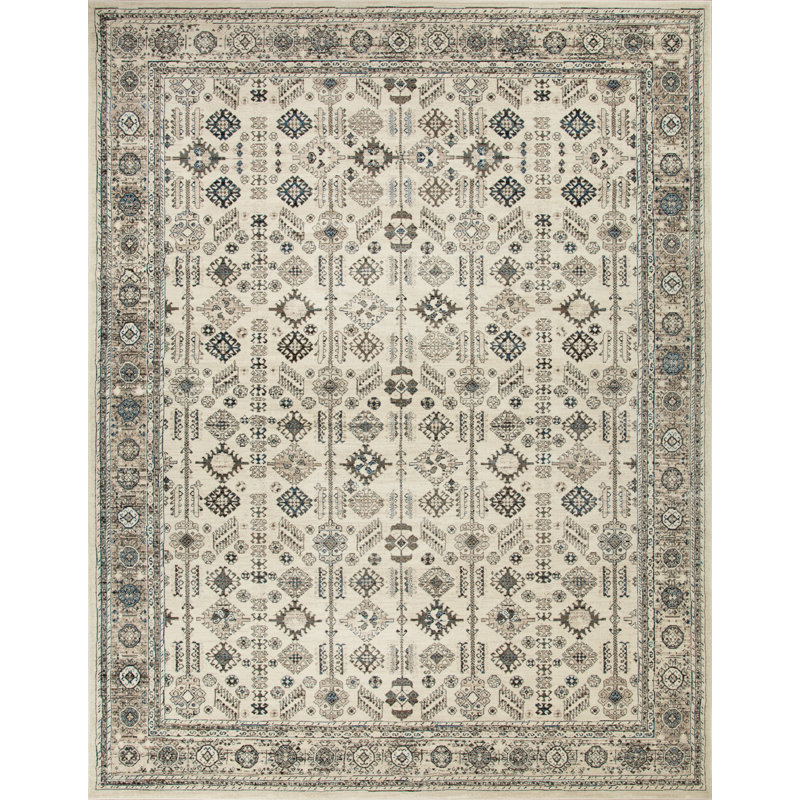 Ostergren Collection Beige/Brown/Blue Transitional Oriental Area Rug, Rectangle 9'5" x 13'