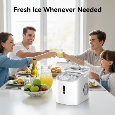 Simzlife 26Lbs. Daily Bullet Ice Countertop Ice Maker Ice Machine With Handle,Self-Cleaning Ice Makers, 26Lbs/24H, 9 Ice Cubes Ready In 6 Mins For Home/Kitchen/Bar/RV/Party/Camping