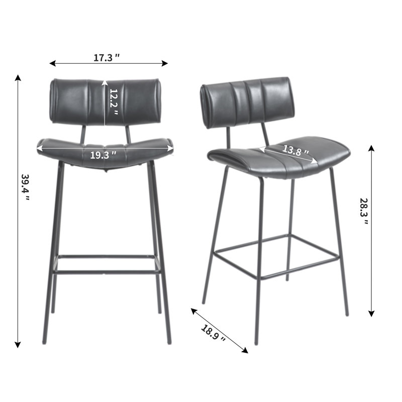 Set of 2 Palgrave Bar Stools with Black Metal Legs
