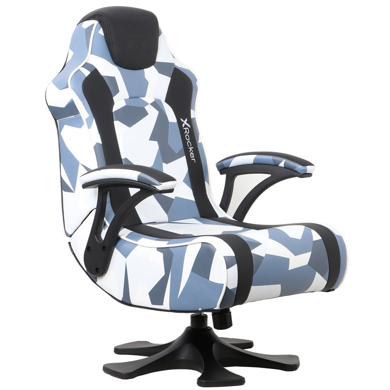 X Rocker Ergonomic Swiveling Rocker Game Chair in Black/Gray/White