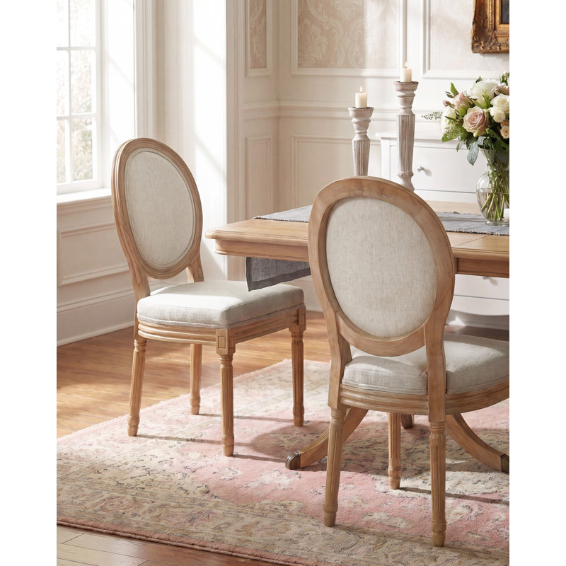 ALBANZA 50 cm H Fabric Side Chair in Brown and Beige