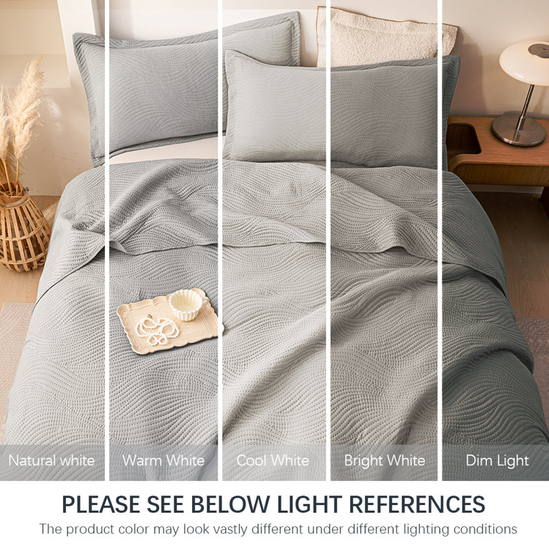 Ensemble de couvre-lit 3 pièces XAKING - Ensemble de courtepointe légère en microfibre réversible et respirante avec 2 taies décoratives