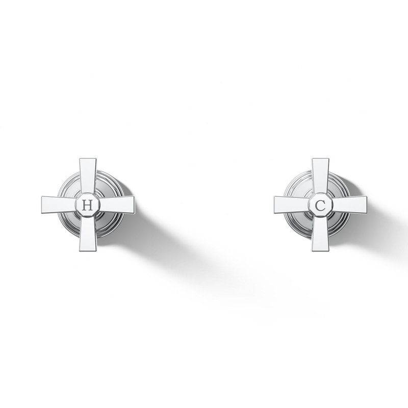 Pinstripe Pure Deck-Mount High-Flow Bath Valve Trim with Cross Handles, Handles Only, Valve Not Included, Polished Chrome