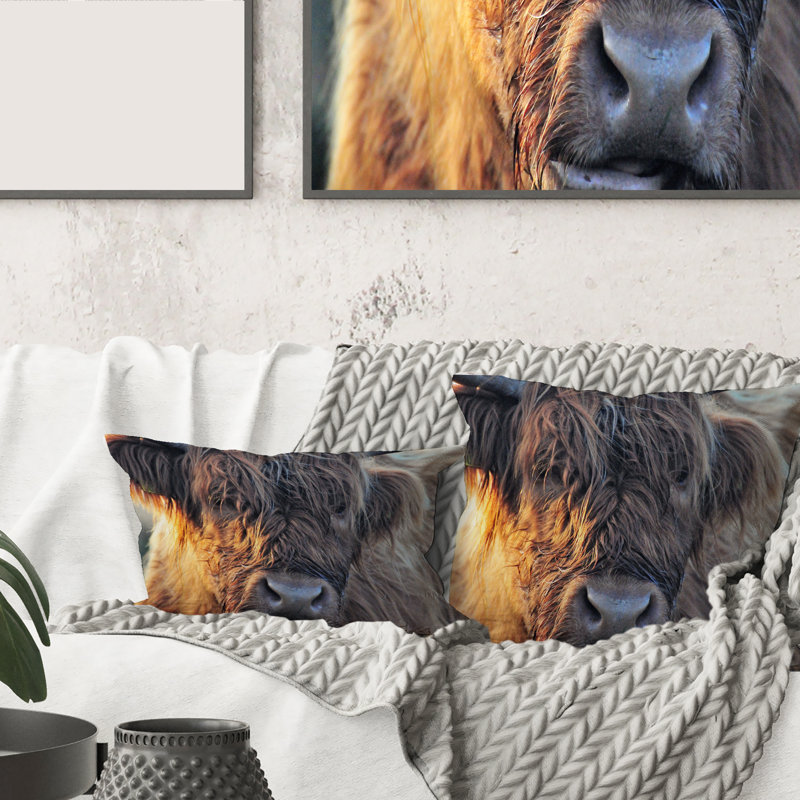 Housse de coussin rectangulaire et insert Scottish Cow on Moorland III