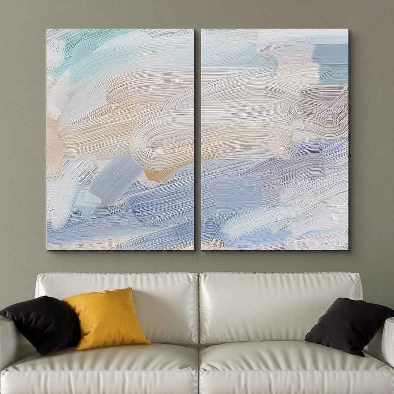 «Colorful Brushstrokes Signature», reproduction d'art sur toile encadrée, peinture au pastel, collage de vagues, formes abstraites, illustrations, minimalisme, décoration, zen, coloré, pour le salon, la chambre à coucher, le bureau