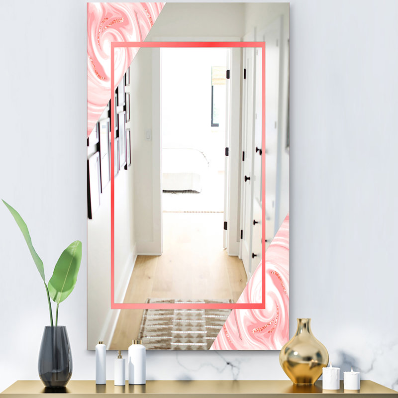 Miroir d'appoint Mid-Century, H 24 po x l 32 po, Blanc / Rouge