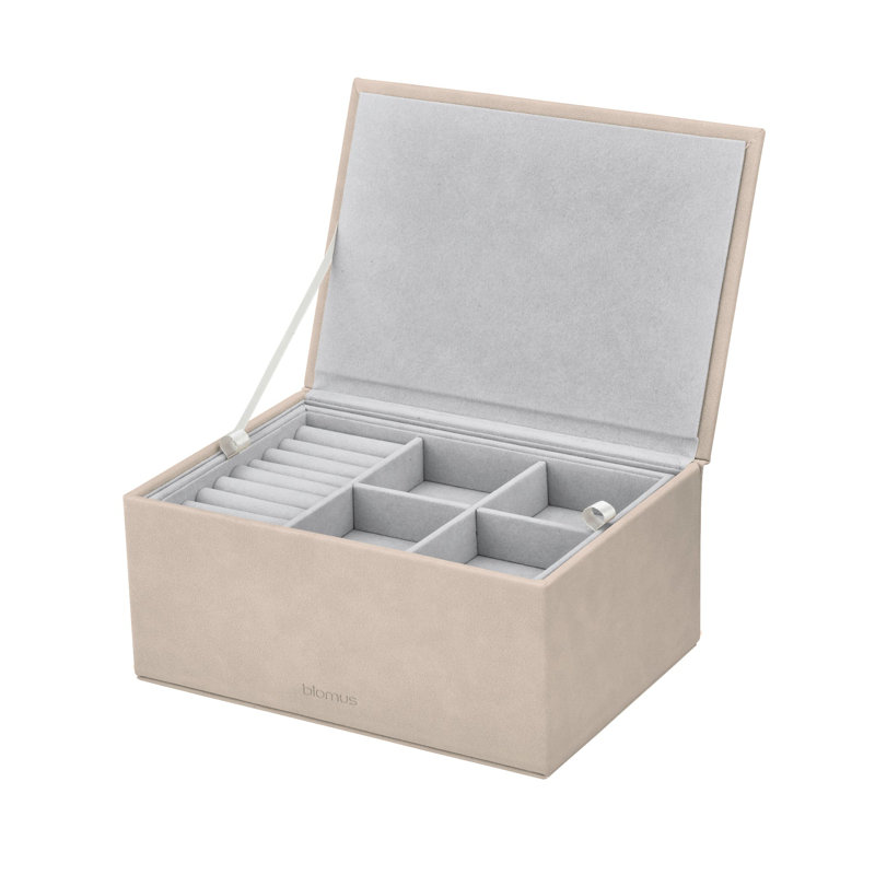 SAHLA Leather / Faux Leather Jewelry Box, Beige, 3.9"x8.7"x6.1"