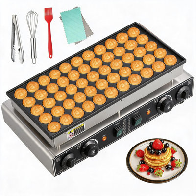 Mini machine à crêpes et muffins commerciale à 25 trous commerciale - couvercle antiadhésif, diamètre de 1,8 po, température réglable de 50 à 300 ° C, chauffage rapide - prise américaine