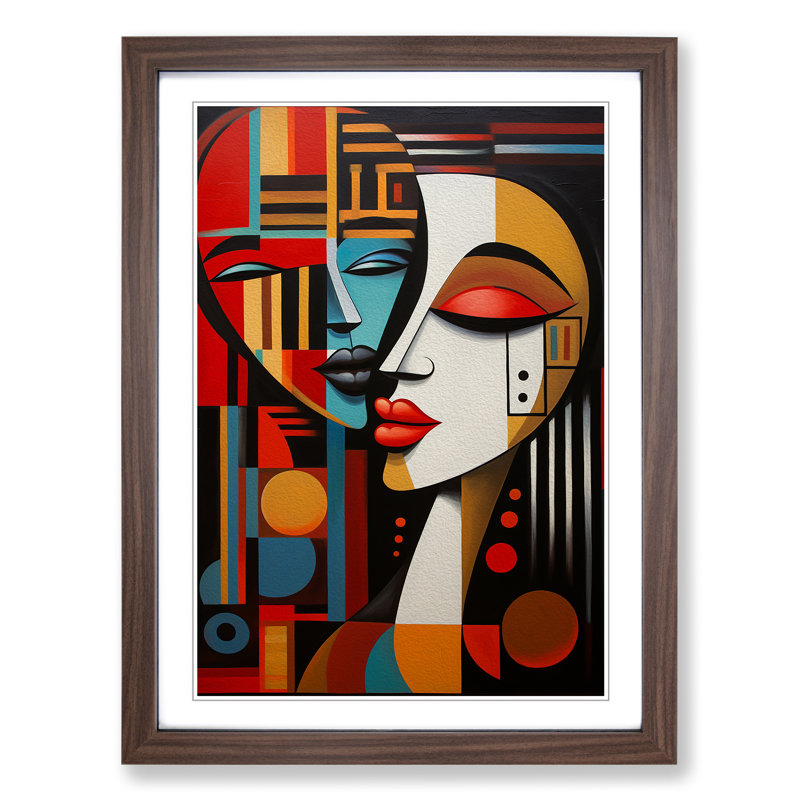 Lovers Constructivism Art - Framed Print, Walnut Framed, 64cm H x 46cm W x 2cm D