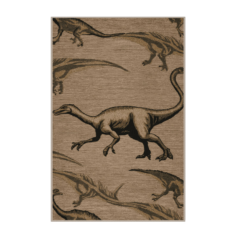 Tapis beige dinosaures lavable à la machine, Tapis de couloir 2 pi x 4 pi