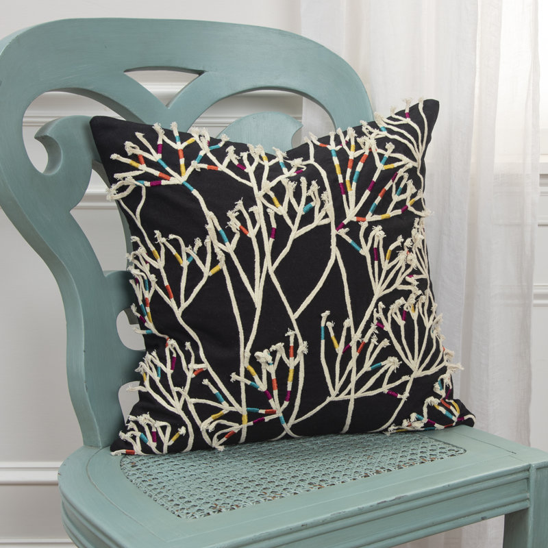 Embroidered Cotton Throw Pillow