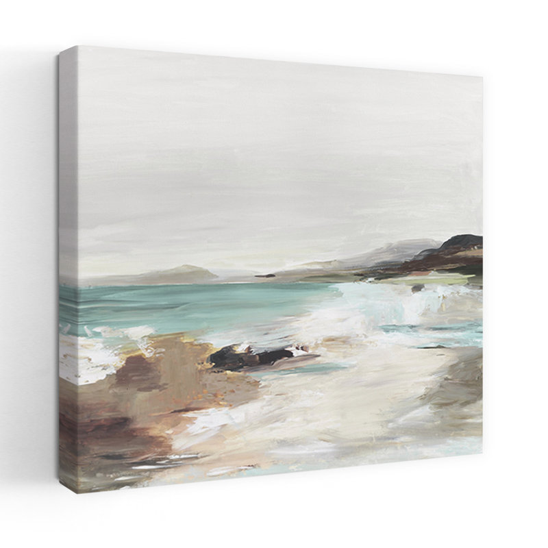 «Coastal Serenity Under Grey Skies», art mural côtier, H 36 po x l 36 po