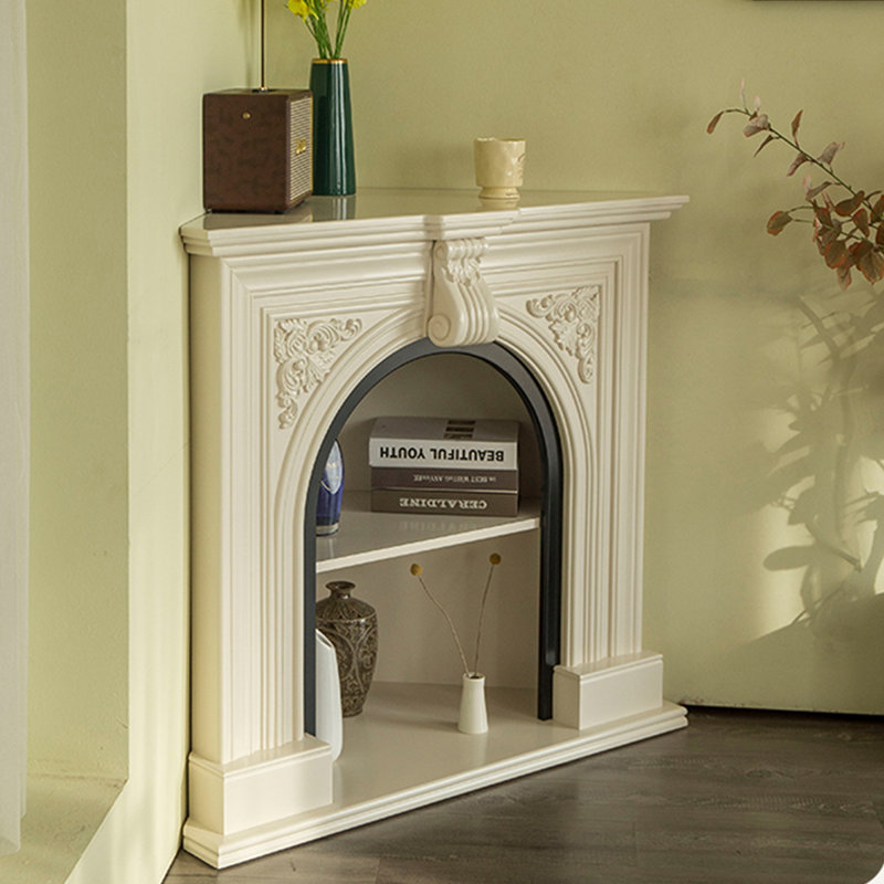Foyer électrique en bois massif beige