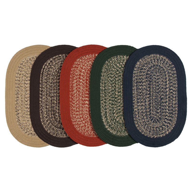 Tapis brun / gris tressé Nourcan, Ovale 12 pi x 15 pi