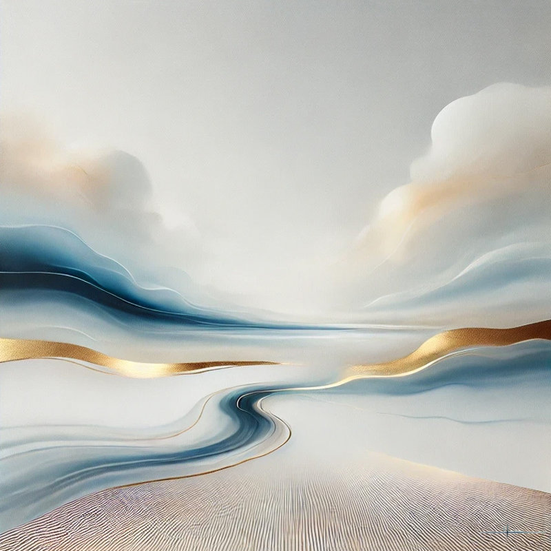 «Tranquil Horizon Flow», art mural abstrait sur toile côtière, H 12 po x l 12 po x P 1 po