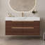 Meuble-lavabo autoportant en pierre frittée de 35,4 po avec lavabo encastré, bois massif multicouche imperméable, rangement à 4 tiroirs, fixation murale
