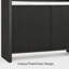 Armoire d'appoint moderne cannelée noire avec plateau d'aspect marbre