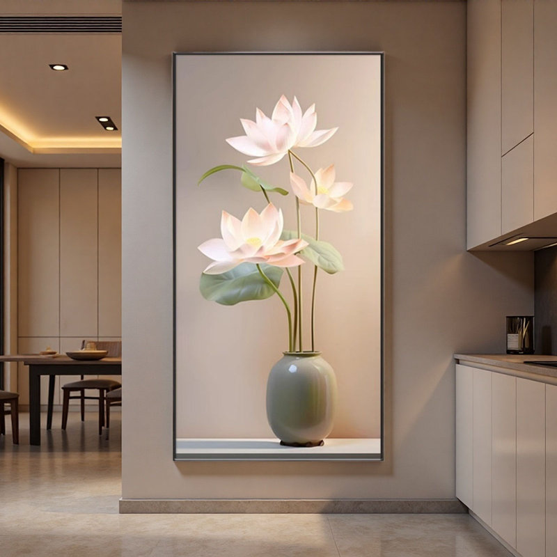Peinture murale moderne minimaliste sur le thème du lotus