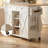 50"W Kitchen Island with Drop-Leaf Countertop, White Rolling Kitchen Storage Cabinet with Locking Wheels-1140143155