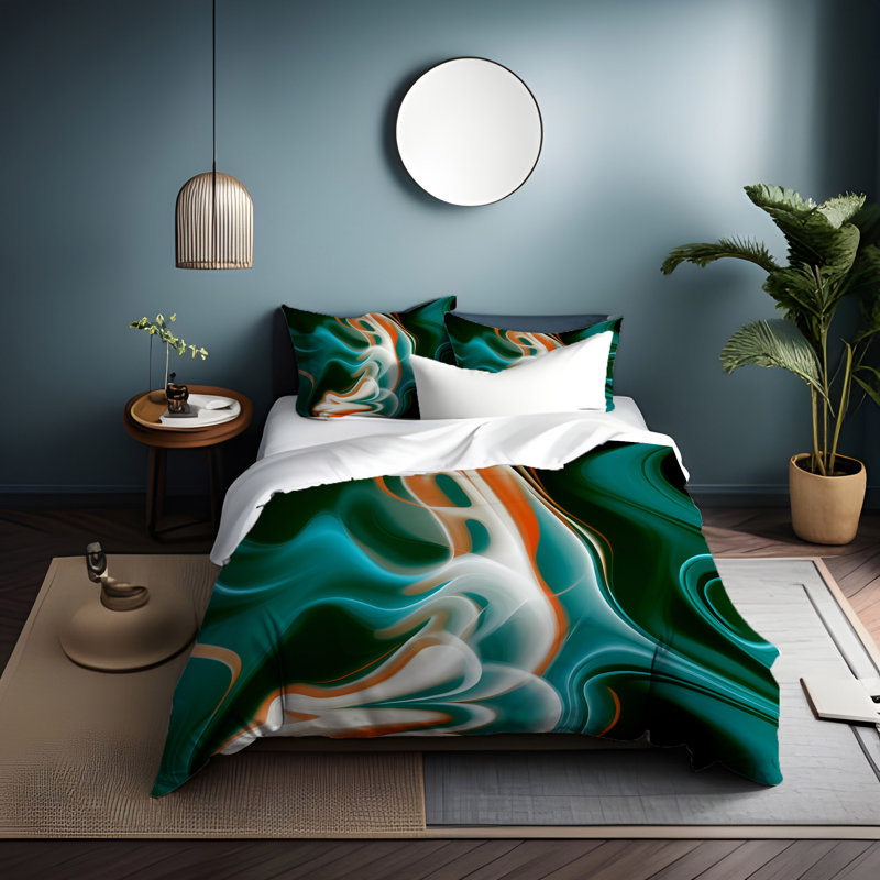 Polyester Abstract Duvet Cover, King Duvet Cover + 2 King Shams