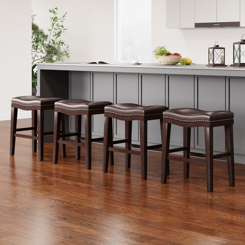 Tabouret de comptoir de 26 po avec siège clouté contemporain (garniture cloutée) 26 po