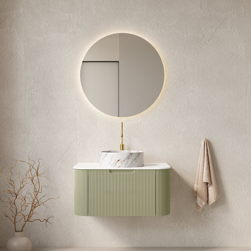 Meuble-lavabo moderne 30 po avec comptoir rond en céramique Callen