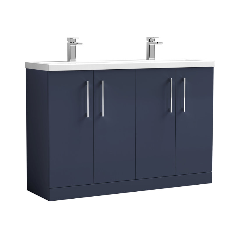 1205mm Double Bathroom Vanity with Drop In Vitreous China Basin, Midnight Blue