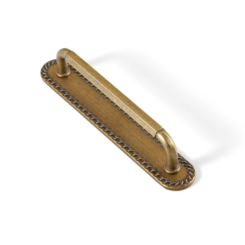 Poignée de bar classique avec contre-plaque (G016), 5", Laiton antique