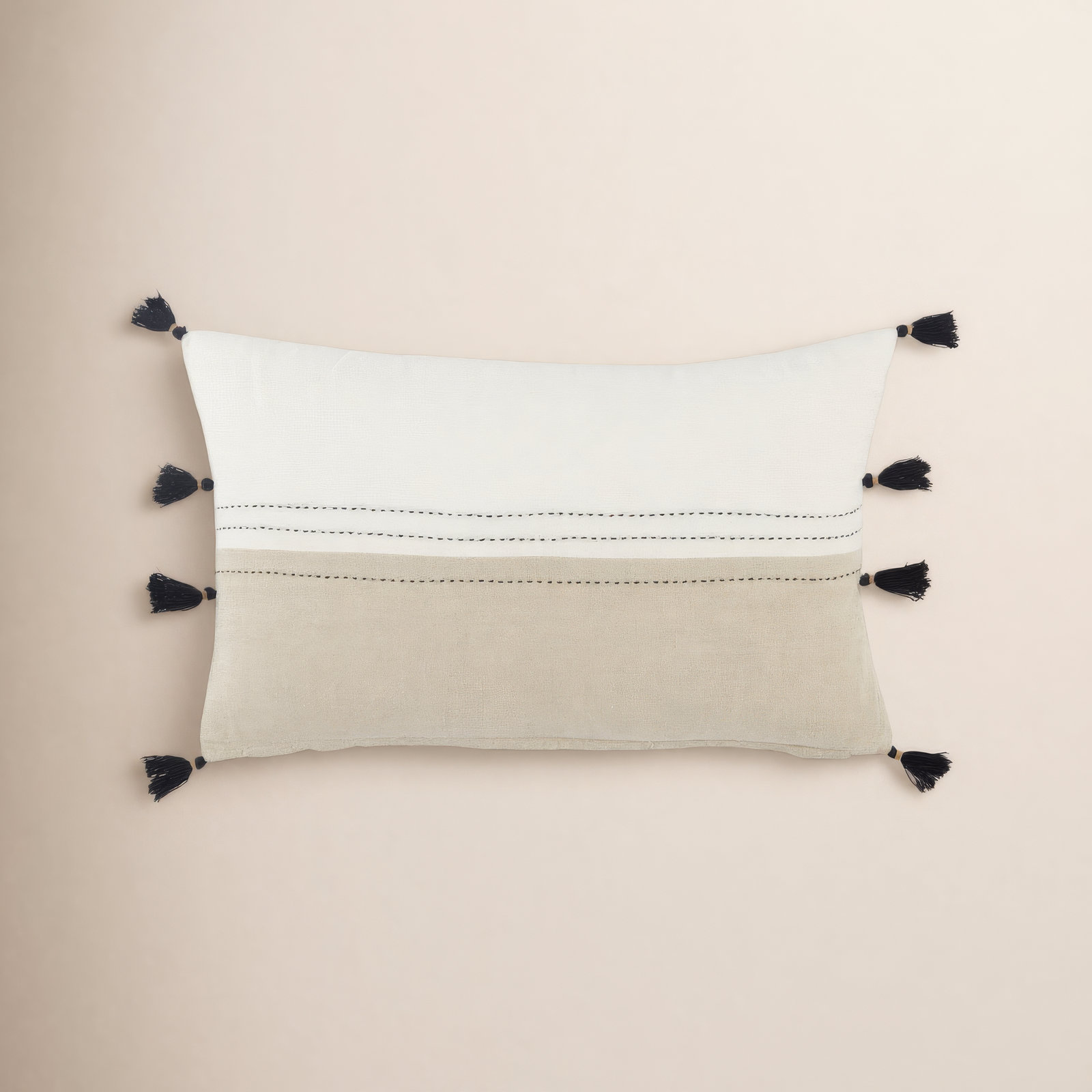 Griffin Striped Linen Lumbar Throw Pillow, No Fill