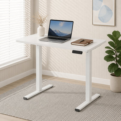 Bureau électrique blanc, bureau complet, bureau sain assis-debout