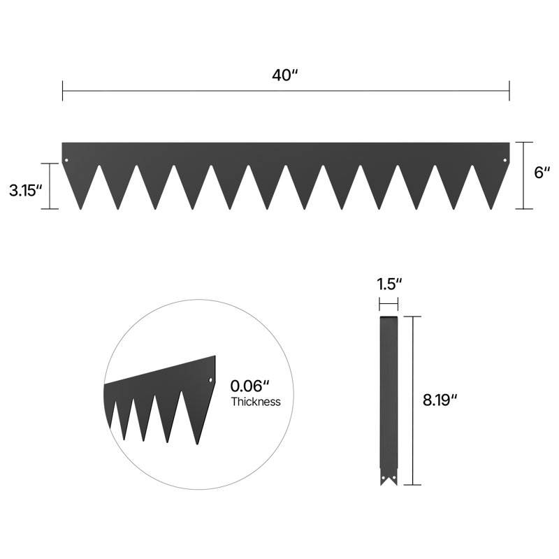 Bordure de jardin en acier avec bordure de jardin résistante à la rouille noire, H 0,5 pi x l 3,33 pi