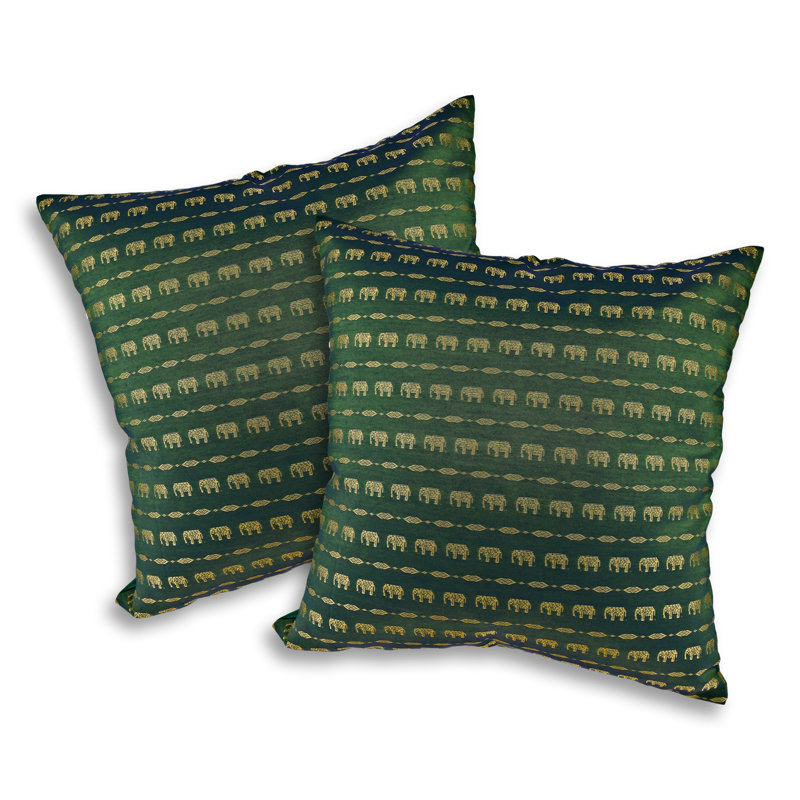 Ensemble de housse de coussin décoratif en soie verte
