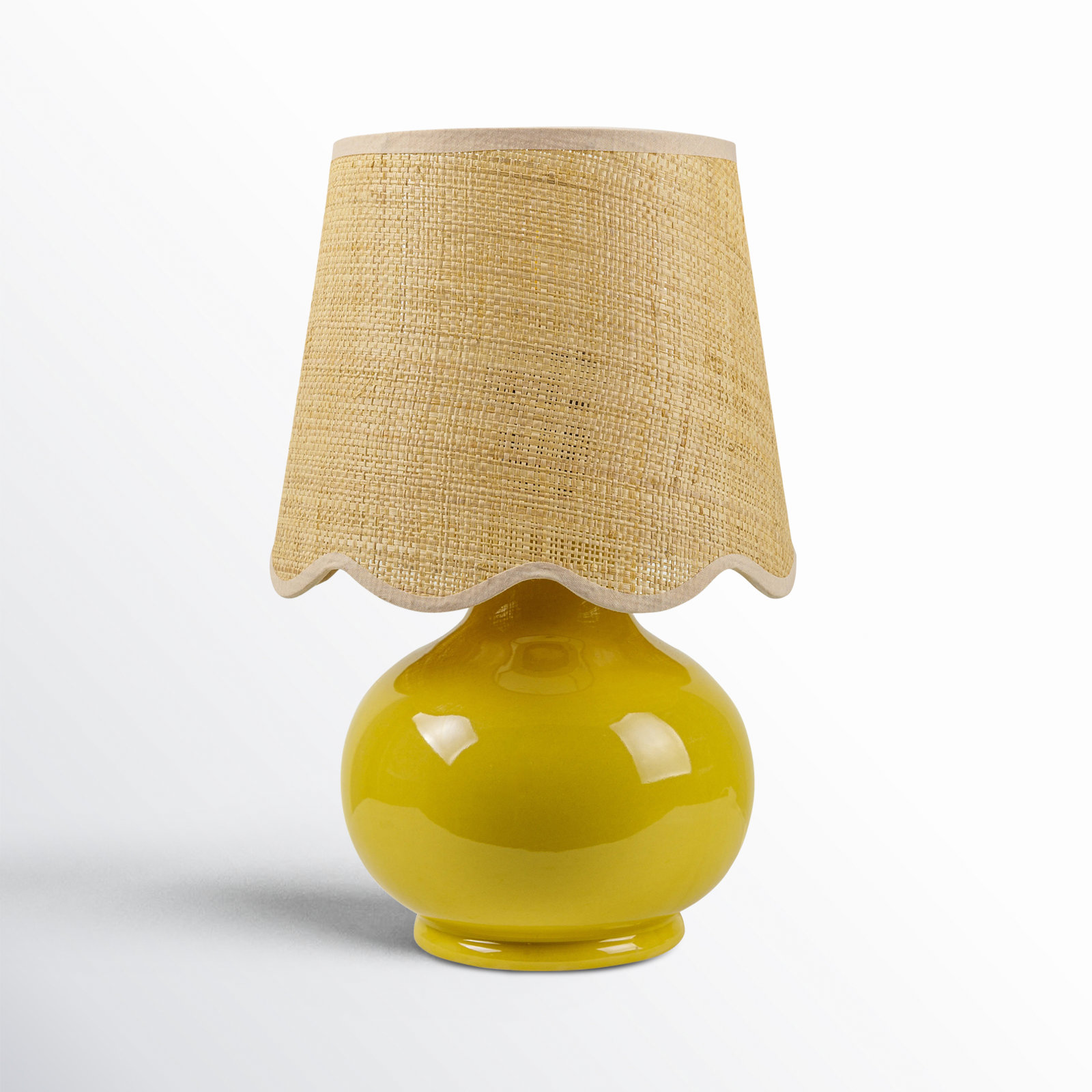 Momsen Ceramic Bedside Lamp, 13" H x 8" W x 8" D, Yellow, Natural