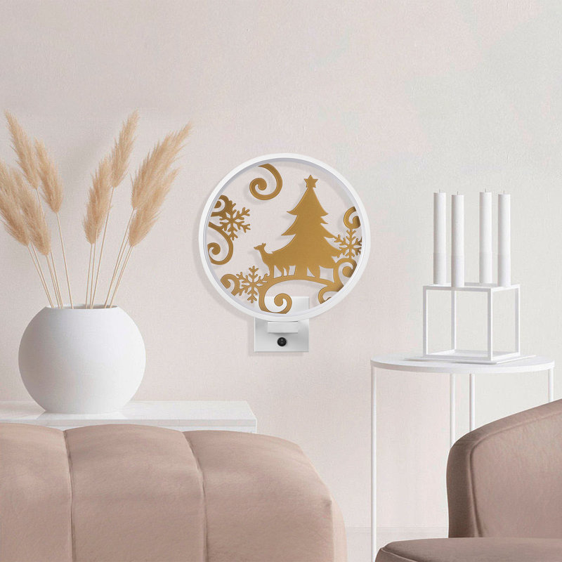 Elegant Wall Lamp, 11.8 x 14.2 x 3.9 inches | 100% Metal, White & Gold Finish | IP 44 Rated, Max 12W, On/Off Switch | Perfect for Glam, Animal & Christmas Decor | Versatile Cable Connection, Stylish Lighting Solution