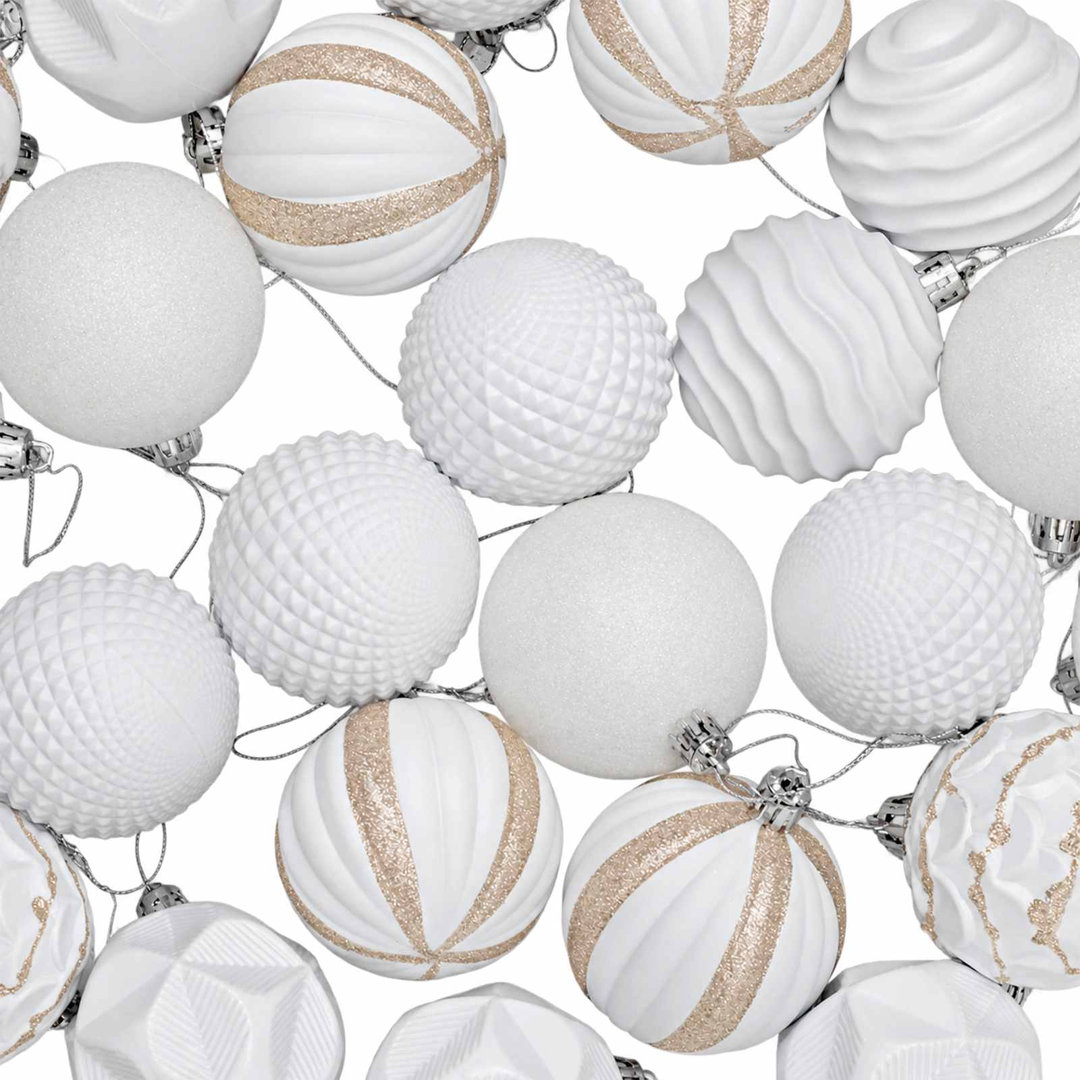 VIDAXL 36 Piece Christmas Ball Ornament Set 6 cm White Shatter-Resistant Polystyrene Decorations for Holiday Trees and Garlands - Image 3