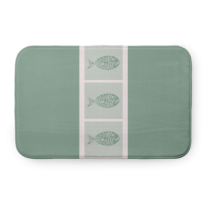 Tapis de bain Fish Chips, L 21 po x L 34 po, Vert