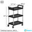 Amgood 32 po × 16 po Chariot utilitaire / bus avec trois tablettes. Polypropylène robuste, tablettes noires avec poteaux gris, chariot de service commercial avec roues