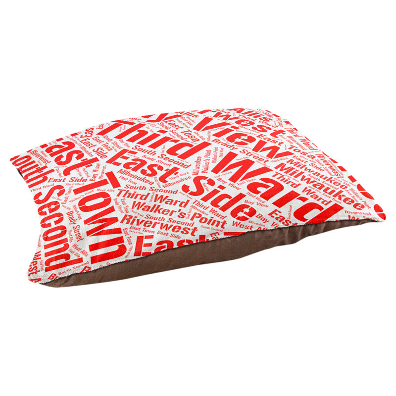 Coussin de chien « districts », Rouge, Très grand (H 17 po x l 50 po x P 40 po), Milwaukee