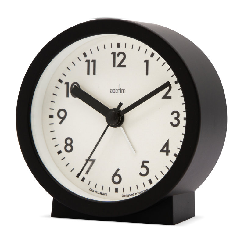 Acctim Gaby Small Analogue Contemporary Beside Alarm Clock, Black