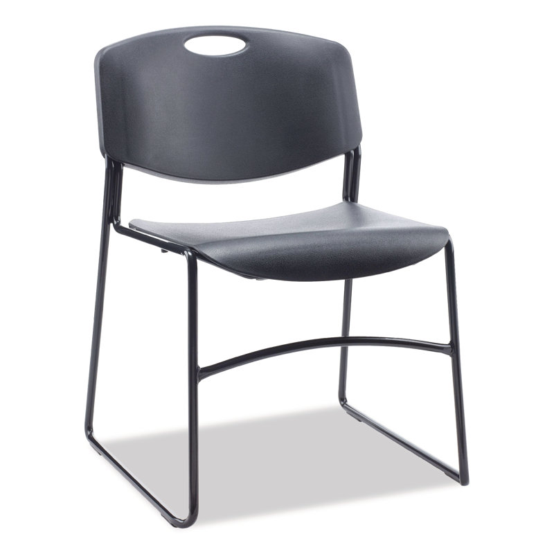Black Metal Armless Stackable Reception Chair