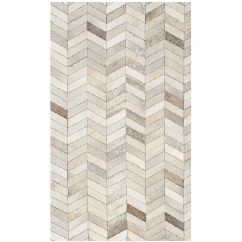 Heilman Herringbone Hand-Woven Leather Area Rug, Rectangle 5 pi x 8 pi