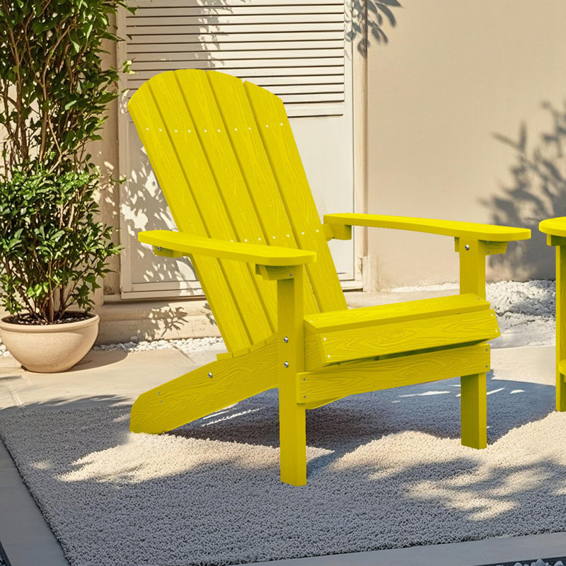 Plastic Patio Adirondack Chair, Yellow