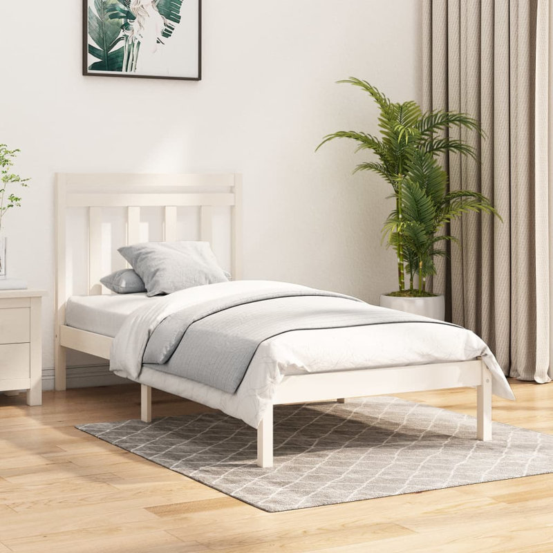 Jenesys Solid Wood Bed, White, Kingsize (5')