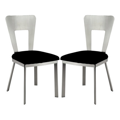 Chaises de salle à manger modernes avec structure en métal argenté et siège en microfibre noire thermolaquée contemporaine