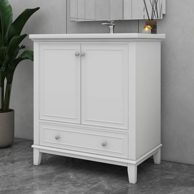 Meuble-lavabo 30 po avec évier encastré encastré et tiroir