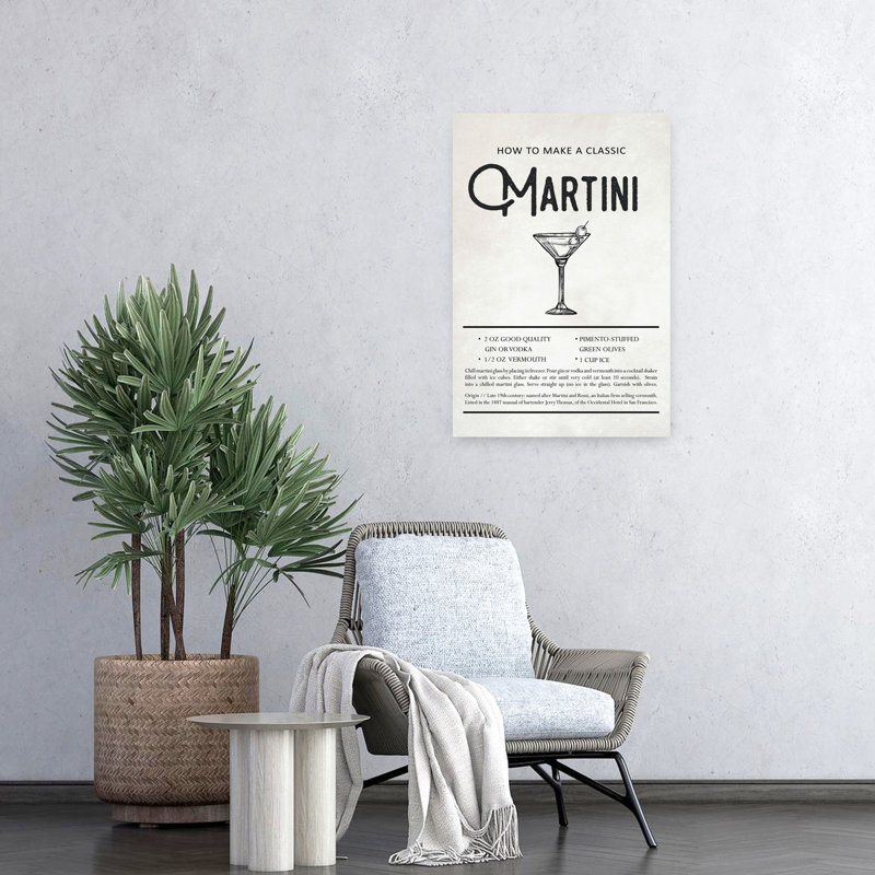 Art abstrait rétro Martini, H 24 po x l 16 po