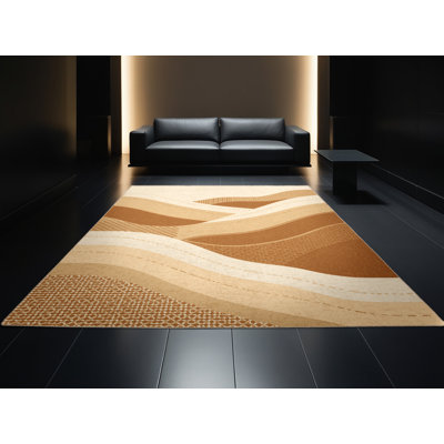 Tapis marocain d'inspiration mondiale lavable à la machine Peksenak - reliure beige