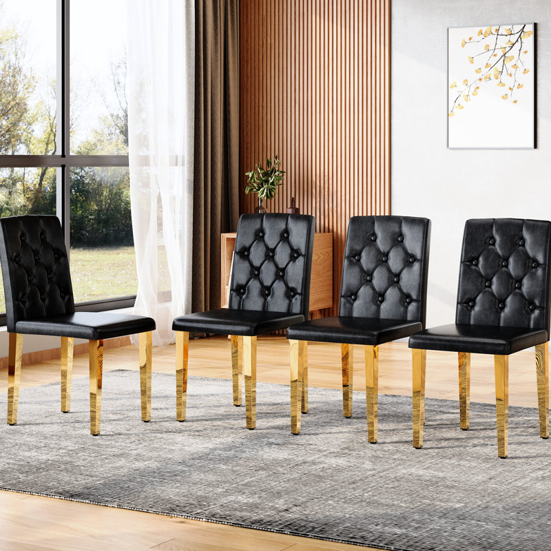 Ensemble de 4 chaises de salle à manger modernes en polyuréthane avec dossier ergonomique à boucle et pieds en métal