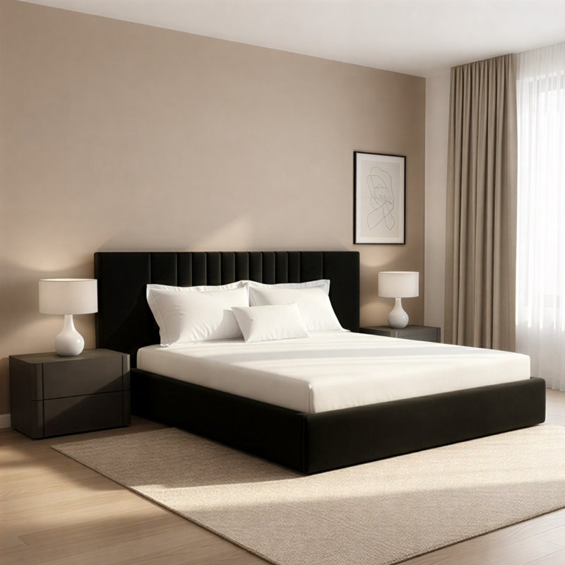 Upholstered Bed, Super King (190 x 213 cm), Black